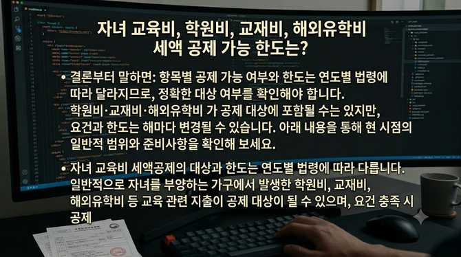 자녀 교육비 세액공제 대상은 어떤 — 자녀 교육비, 학원비, 교재비, 해외유학비 세액 공제 가능 한도는?