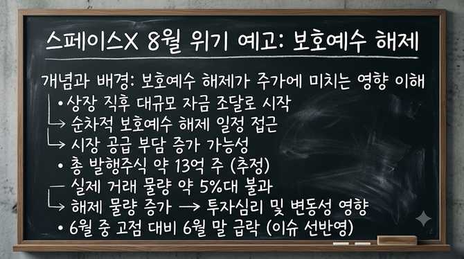스페이스X 8월 위기 예고, 보호예수 해제가 변수인 이유