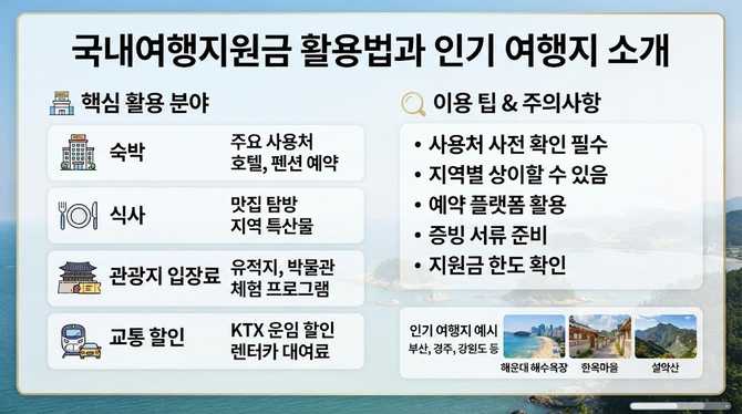 국내여행지원금 활용법과 인기 여행지 소개