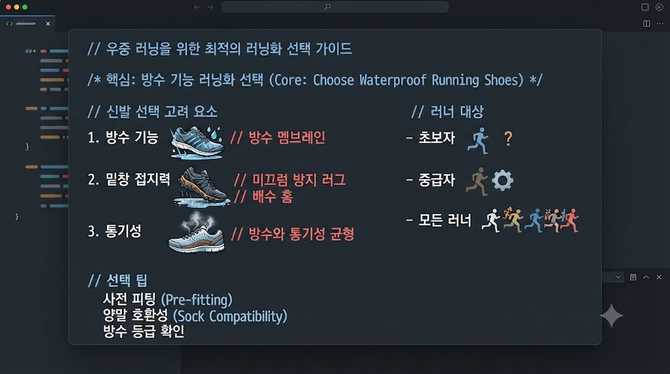 우중 러닝을 위한 최적의 러닝화 선택 가이드