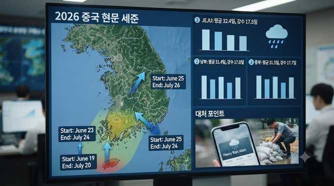 2026년 장마 시작과 끝, 지역별 예보와 대처 포인트