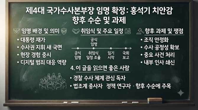 홍석기 치안감, 제4대 국수본장 임명 확정과 향후 수순