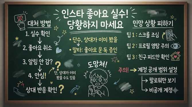 인스타 좋아요 실수, 민망한 상황 대처법