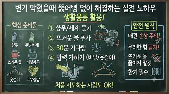 변기 막혔을때 뚫어뻥 없이 해결하는 실전 노하우