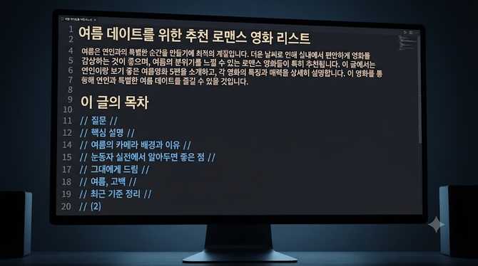 여름 데이트를 위한 추천 로맨스 영화 리스트
