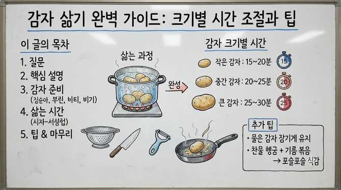 감자 삶기 완벽 가이드: 크기별 시간 조절과 팁