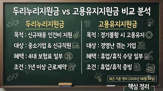 두리누리지원금과 고용유지지원금 비교 분석