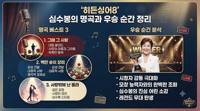히든싱어8′ 심수봉의 명곡과 우승 순간 정리