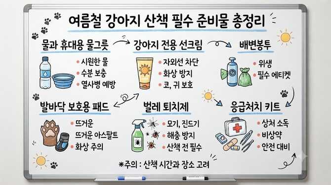 여름철 강아지 산책 필수 준비물 총정리