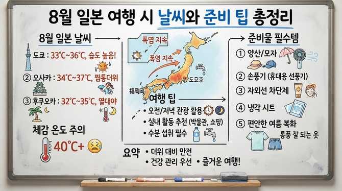 8월 일본 여행 시 날씨와 준비 팁 총정리