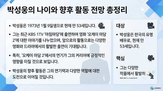 박성웅의 나이와 향후 활동 전망 총정리