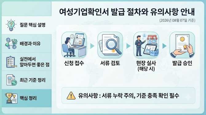 여성기업확인서 발급 절차와 유의사항 안내