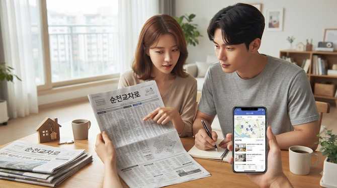 순천교차로 아파트 매매, 신문 부동산 차이 한눈에 확인하기
