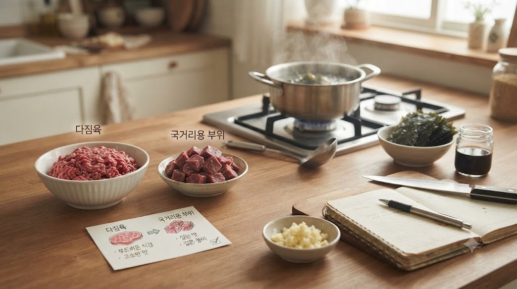 소고기 미역국 재료 선택 가이드: 다짐육 vs 국거리용 부위