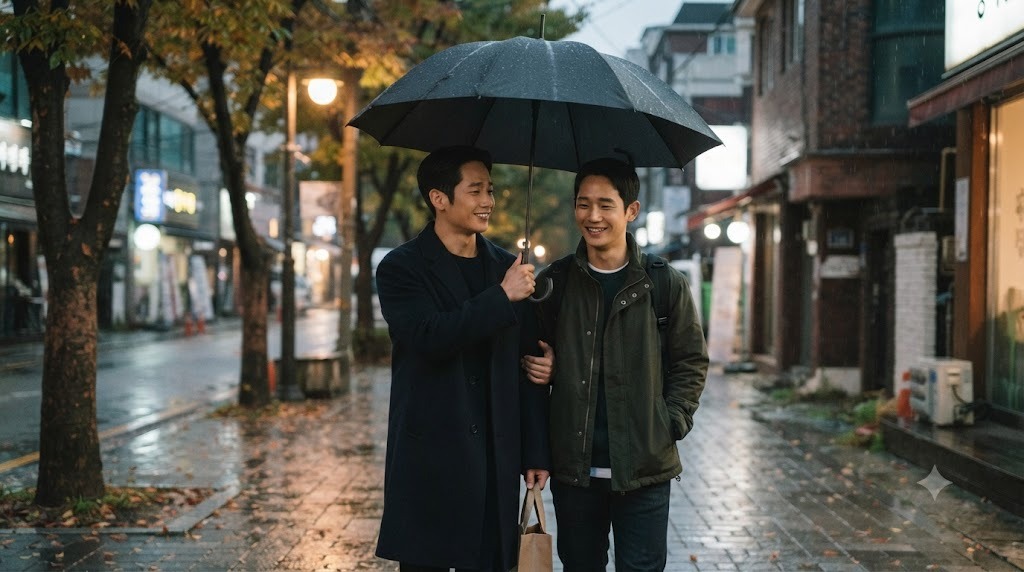 정해인과 동생의 특별한 우산 사진, 그 속에 담긴 이야기