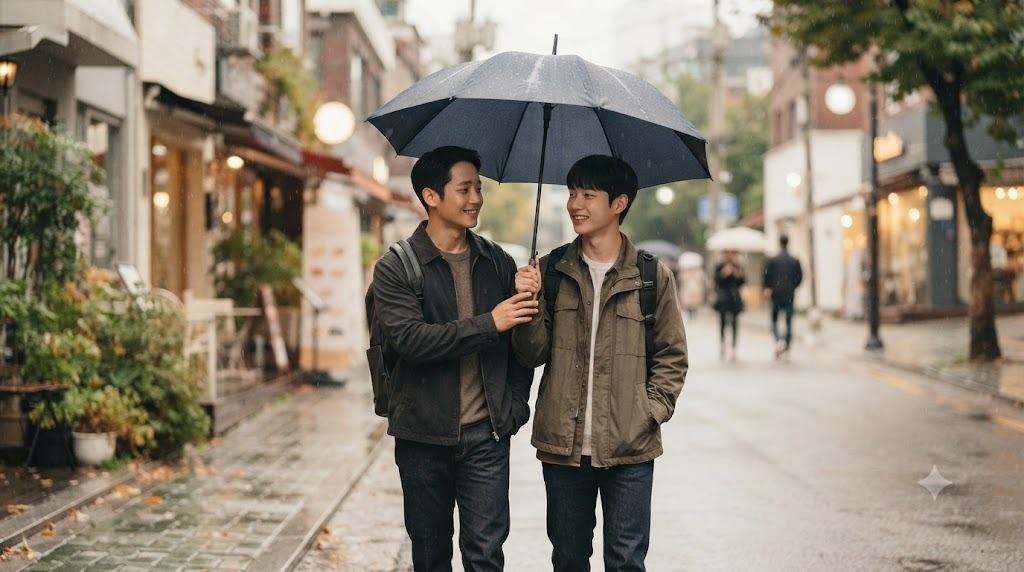 정해인과 동생의 특별한 우산 사진, 놓치기 아쉬운 순간들