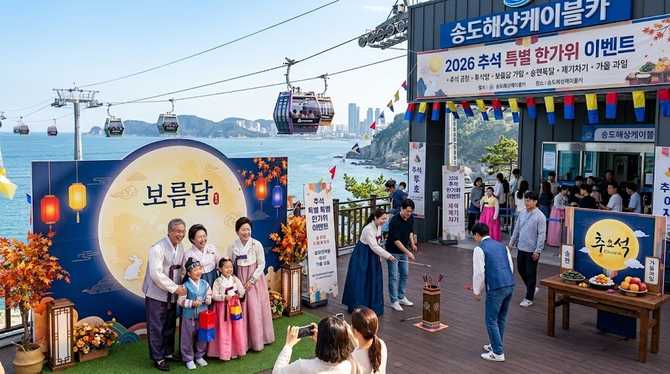 송도해상케이블카, 2026 추석 연휴 특별 한가위 이벤트 준비… 보름달 포토존부터 민속놀이까지 다채로운 체험 제공 (+송도해상케이블카, 추석이벤트, 부산명소, 가족여행)