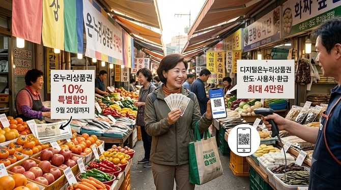 온누리상품권 할인 10% 20일까지, 디지털온누리상품권 한도·사용처·환급 최대 4만원