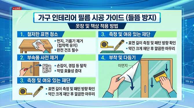 방문 가구 시트지 작업, 옷장 책상 들뜸 없이 붙이는법
