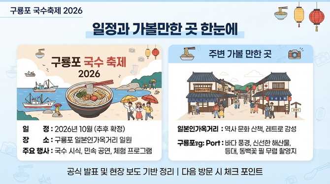 구룡포 국수축제 2026 일정과 가볼만한 곳 한눈에