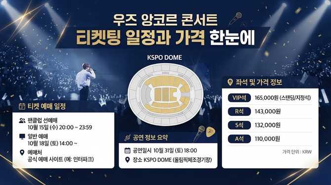 우즈 앙코르 콘서트 KSPO DOME 티켓팅 일정과 가격 한눈에